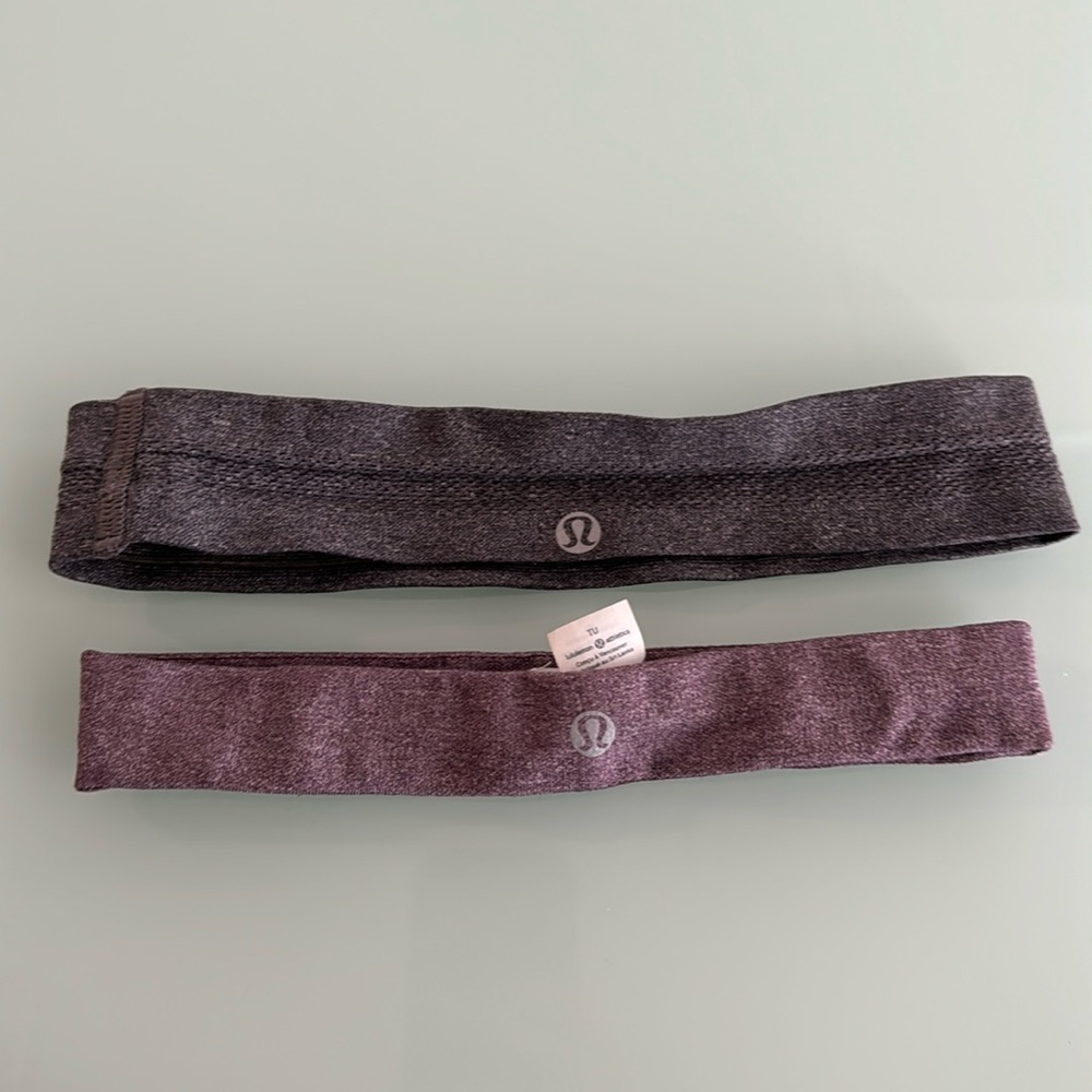 Two Lululemon Headbands O/S - Gray and Heathered Purple